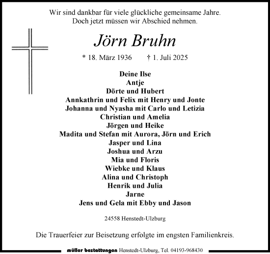 Traueranzeige von Jörn Bruhn von Umschau