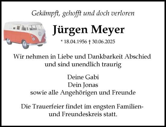 Traueranzeige von Jürgen Meyer von Umschau