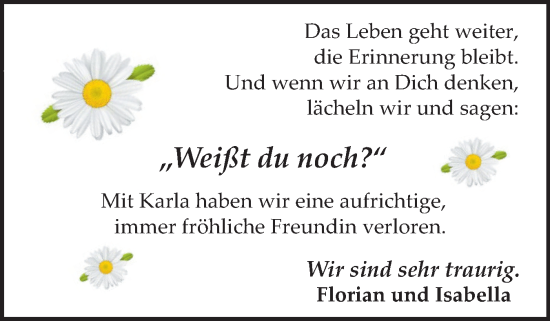 Traueranzeige von Karla  von Sylter Rundschau