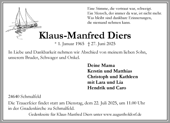 Traueranzeige von Klaus-Manfred Diers von Umschau