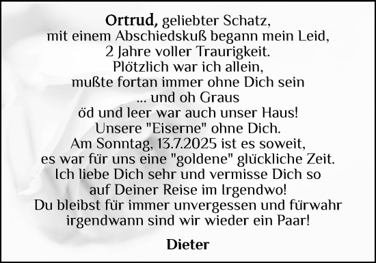 Traueranzeige von Ortrud  von Schleswig-Holsteinische Landeszeitung