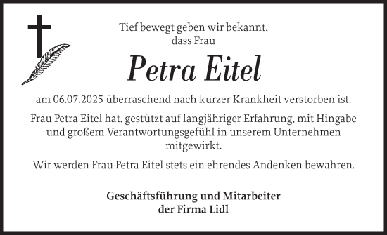 Traueranzeige von Petra Eitel von Region Pinneberg und tip Pinneberg