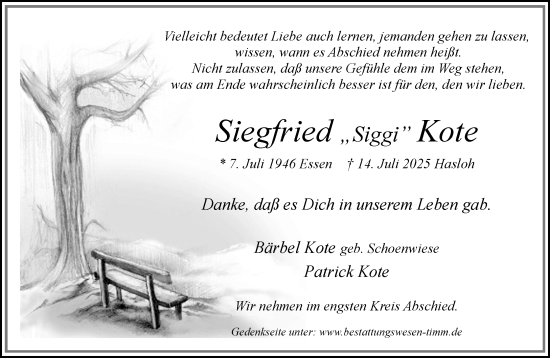 Traueranzeige von Siegfried Kote von Umschau
