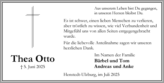 Traueranzeige von Thea Otto von Umschau