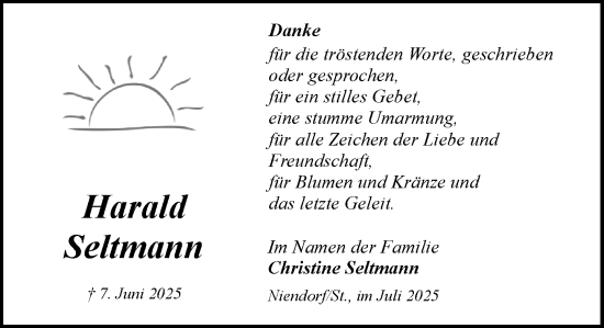Traueranzeige von Harald Seltmann von MARKT Ratzeburg/Mölln