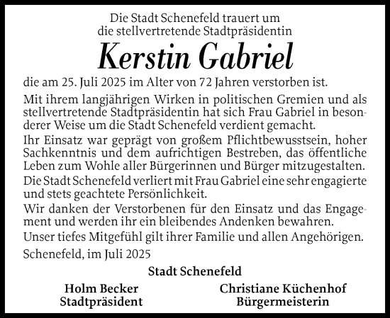 Traueranzeige von Kerstin Gabriel von Region Pinneberg und tip Pinneberg