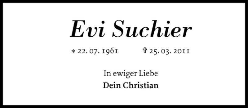  Traueranzeige für Evi Suchier vom 19.11.2011 aus Flensburger Tageblatt