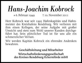 Traueranzeige von Hans-Joachim Kobrock von Landeszeitung