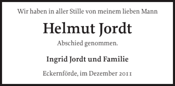 Traueranzeige von Helmut Jordt von Eckernförder Zeitung