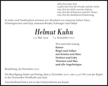 Traueranzeige von Helmut Kuhn von Landeszeitung