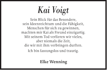 Traueranzeige von Kai Voigt von Sylter Rundschau