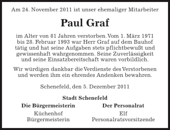Traueranzeige von Paul Graf von Pinneberger Tageblatt