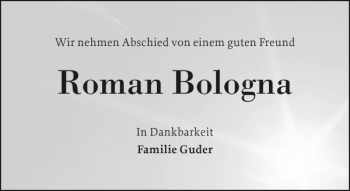 Traueranzeige von Roman Bologna von Holsteinischer Courier