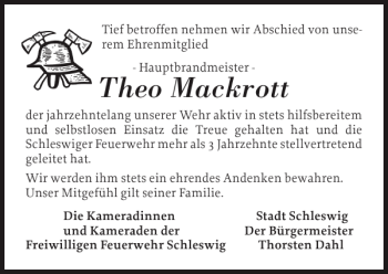 Traueranzeige von Theo Mackrott von Schleswiger Nachrichten