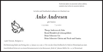 Traueranzeige von Anke Andresen von Sylter Rundschau