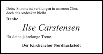 Traueranzeige von Ilse Carstensen von Flensburger Tageblatt