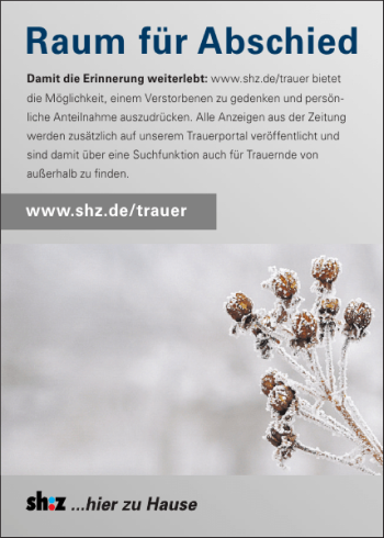 Traueranzeige von Raum für von Flensburger Tageblatt