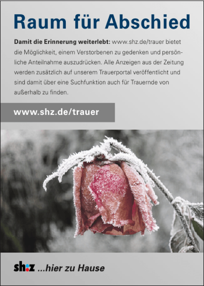  Traueranzeige für Raum für Abschied vom 02.01.2012 aus Flensburger Tageblatt