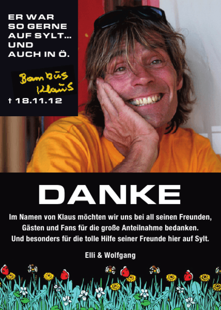  Traueranzeige für Bambus Klaus vom 01.12.2012 aus Sylter Rundschau