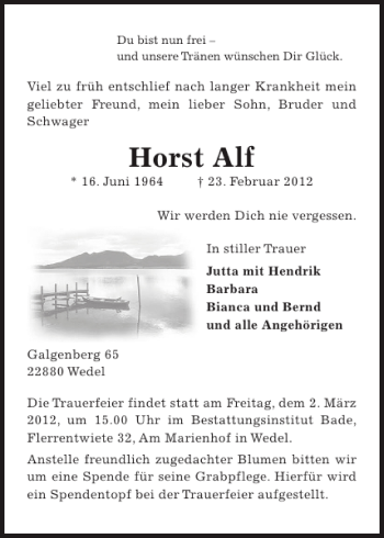 Traueranzeige von Horst Alf von Pinneberger Tageblatt