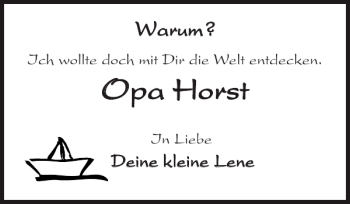 Traueranzeige von Opa Horst von Eckernförder Zeitung