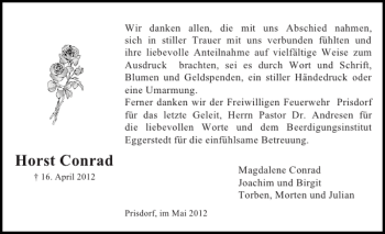 Traueranzeige von Horst Conrad von Pinneberger Tageblatt