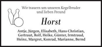 Traueranzeige von Horst  von Flensburger Tageblatt