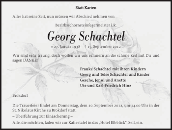 Traueranzeige von Georg Schachtel von Norddeutsche Rundschau