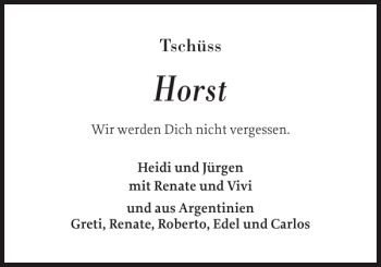 Traueranzeige von Horst  von Sylter Rundschau
