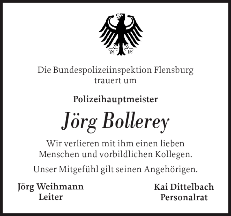  Traueranzeige für Jörg Bollerey vom 30.10.2013 aus Flensburger Tageblatt