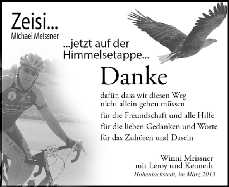  Traueranzeige für Michael Meissner vom 16.03.2013 aus Norddeutsche Rundschau