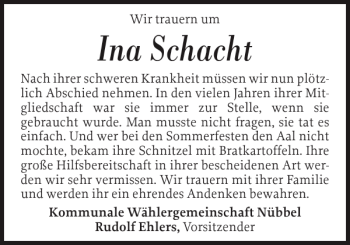 Traueranzeige von Schacht  von Landeszeitung