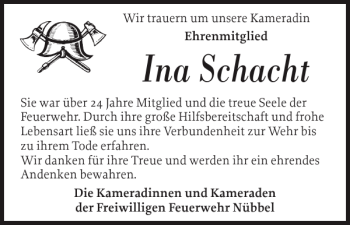 Traueranzeige von Schacht  von Landeszeitung