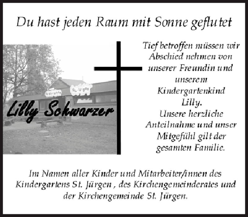  Traueranzeige für Lilly Schwarzer vom 30.07.2013 aus Landeszeitung