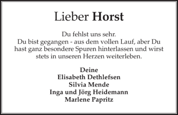 Traueranzeige von Horst  von Flensburger Tageblatt