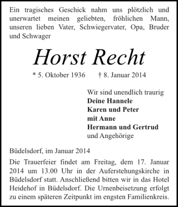 Traueranzeige von Horst  von Landeszeitung