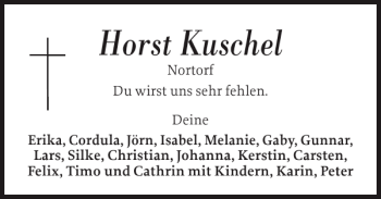 Traueranzeige von Horst Kuschel von Landeszeitung