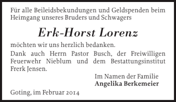 Traueranzeige von Erk-Horst Lorenz von Der Insel-Bote