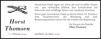 Traueranzeige von Horst Thomsen von Schlei-Bote