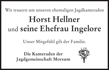 Traueranzeige von Horst Hellner Ingelore von Sylter Rundschau