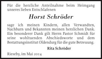 Traueranzeige von Horst Schröder von Eckernförder Zeitung