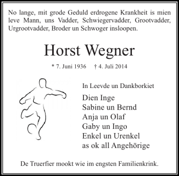 Traueranzeige von Horst Wegner von Stormarner Tageblatt
