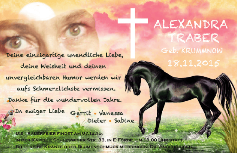  Traueranzeige für Alexandra Traber vom 05.12.2015 aus Eckernförder Zeitung