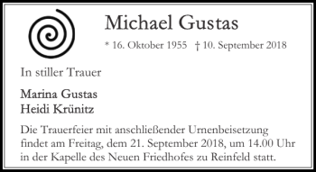 Traueranzeige von Freitag um der Friedhofes zu Reinfeld  von Stormarner Tageblatt