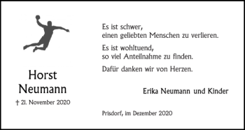 Traueranzeige von Horst Neumann von Pinneberger Tageblatt