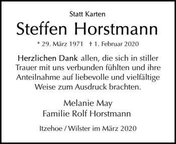 Traueranzeige von Melanie May Rolf Horstmann von Norddeutsche Rundschau