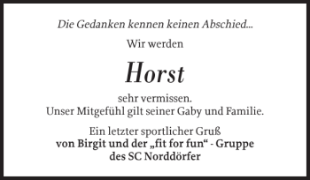 Traueranzeige von Horst  von Sylter Rundschau
