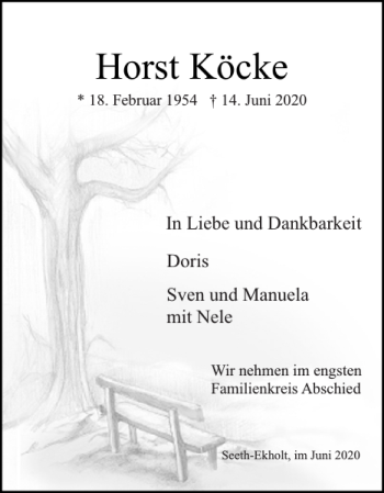 Traueranzeige von Horst Köcke von Elmshorner Nachrichten