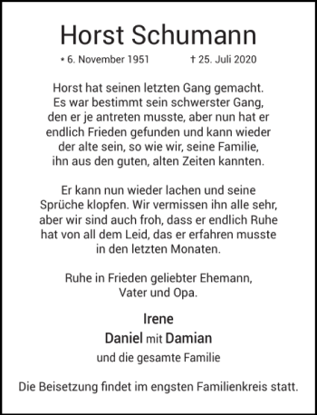 Traueranzeige von Horst Schumann von Stormarner Tageblatt
