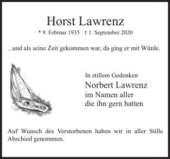 Traueranzeige von Horst Lawrenz von Uetersener Nachrichten